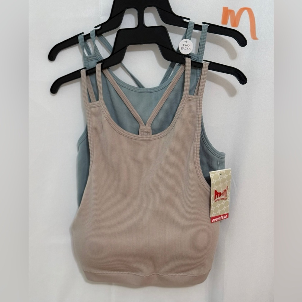 Green and Cream Sports Bras with Racerback Straps